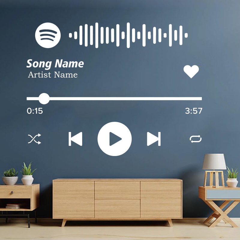 Audio Music Name - Autocollant mural en vinyle personnalisé avec