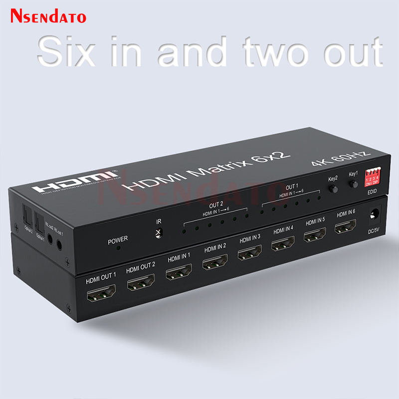 Audio Music Splitter - Commutateur matriciel HDMI 6x2 4K 60Hz,